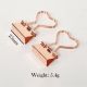 heart decorative binder clips, gold custom binder clips for gifts