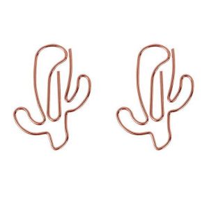 cactus shaped paper clips, gold decorative paper clips