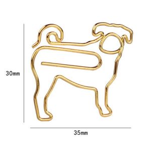 gold pug decorative paper clips, fun dog animal shaped paper clips for office and gifts