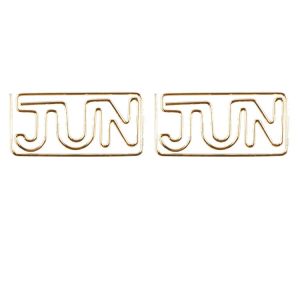 custom JUN shaped paper clips, gold decorative paper clips