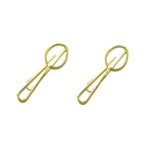 gold spoon shaped paper clips, cute decorative paper clips for kitchen & gifts