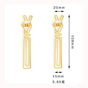 "V" sign jumbo paper clips, gesture extra large paper clips