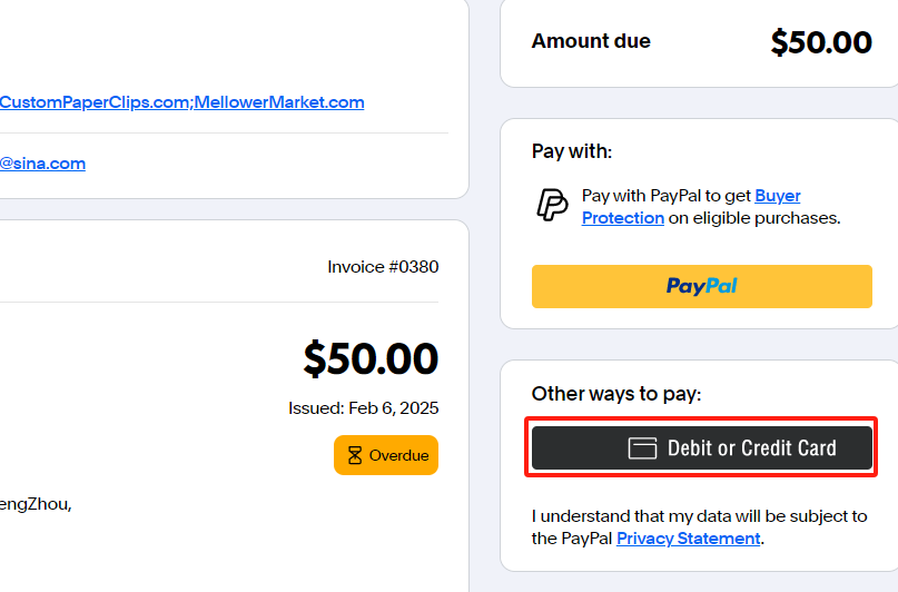 PayPal payment for paper clips