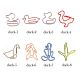 animal paper clips in different duck-shaped outlines