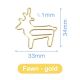gold deer paper clips, animal shaped paper clips