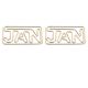 shaped paper clips in the outlines of abbreviated month names, JAN paper clips