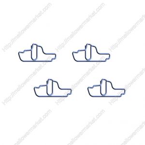vehicle shaped paper clips in fishing boat outline