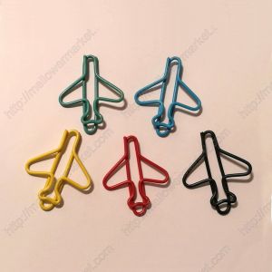 fun shaped paper clips in airplane or aeroplane outline 