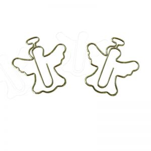 wire shaped paper clips in angel outline, religion shaped paper clips
