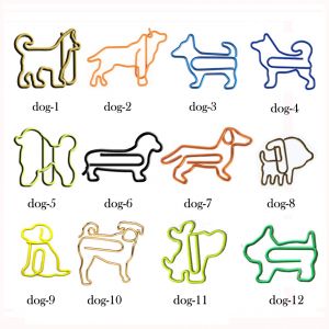 dog shaped paper clips in different outlines, animal shape paper clips
