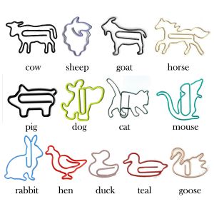 animal shaped paper clips in poultry outlines