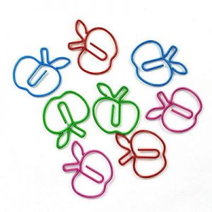 apple shaped paper clips, decorative paper clips,