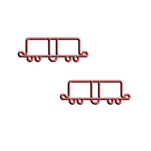 shaped paper clips in box car outline, train paper clips