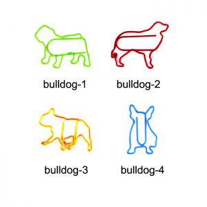 animal shaped paper clips in bulldog outlines