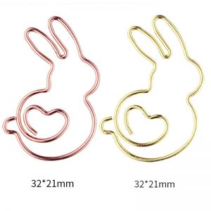 cartoon rabbit shaped paper clips, decorative paper clips in gold
