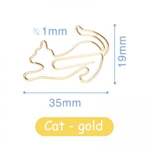 gold paper clips in cat shape, kitten decorative paper clips