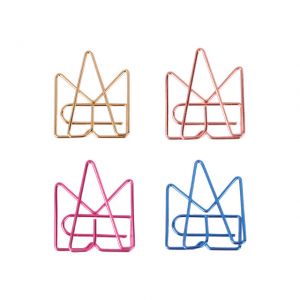 crown shaped paper clips in colored wire