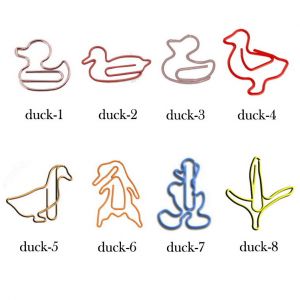 animal paper clips in different duck-shaped outlines