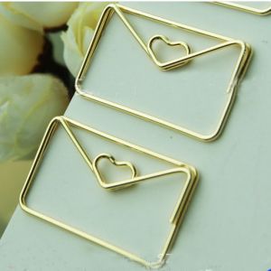 envelope shaped paper clips, gold decorative paper clips