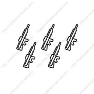 firearm shaped paper clips in colored wire