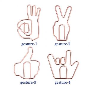 shaped paper clips in the outlines of hand gestures