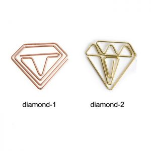 diamond shaped paper clips, gold gem decorative paper clips