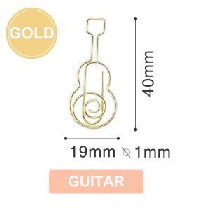 gold guitar shaped paper clips, decorative paper clips