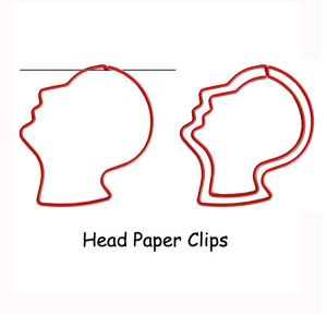 head shaped paper clips, cute decorative paper clips