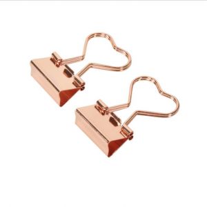 heart decorative binder clips, mini gold binder clips