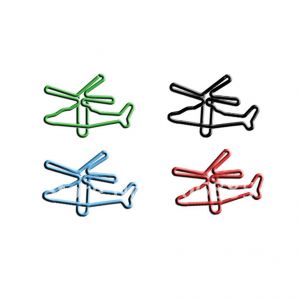 shaped paper clips in helicopter outline