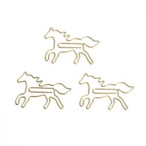 gold horse paper clips, animal shaped paper clips
