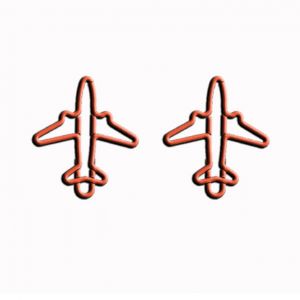 battleplane shaped paper clips in red, jet paper clips