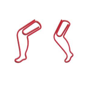 leg shaped paper clips in red color, body parts paper clips