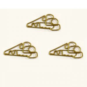 gold locomotive decorative paper clips, train shaped paper clips