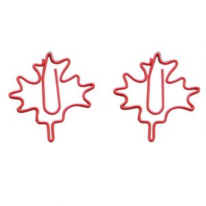 maple leaf shaped paper clips in red