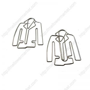 clothing shaped paper clips in the outline of men's suit 