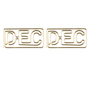 month DEC shaped paper clips, gold decorative paper clips