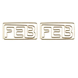 month FEB shaped paper clips, gold decorative paper clips