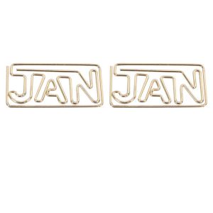 month JAN shaped paper clips, gold decorative paper clips