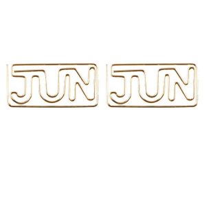 shaped paper clips in the outlines of abbreviated month names - JUN