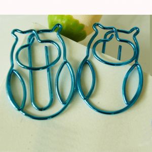 animal shaped paper clips in owl outline, bird paper clips