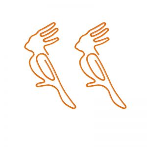 parrot shaped paper clips in orange wire