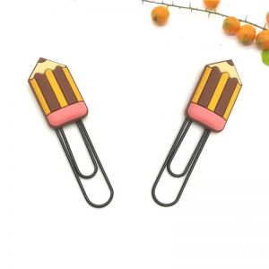 Pencil Soft PVC Paper Clips, Plastic Paper Clips