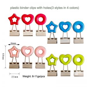 plastic binder clips with holes, decorative binder clips