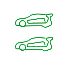 racing car shaped paper clips in green
