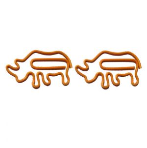 animal shaped paper clips in rhino outline, rhinoceros paper clips
