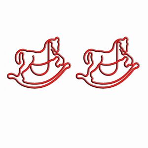 rocking horse shaped paper clips in red