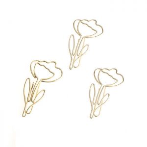wire shaped paper clips in rose outline, flower shaped paper clips