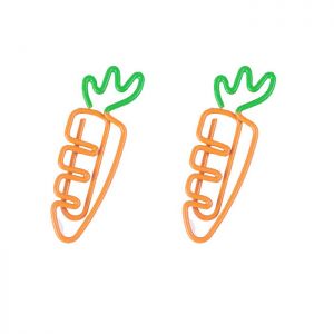 carrot shaped paper clips in 2 colors, vegetable paper clips