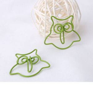 animal shaped paper clips in owl outline, bird paper clips